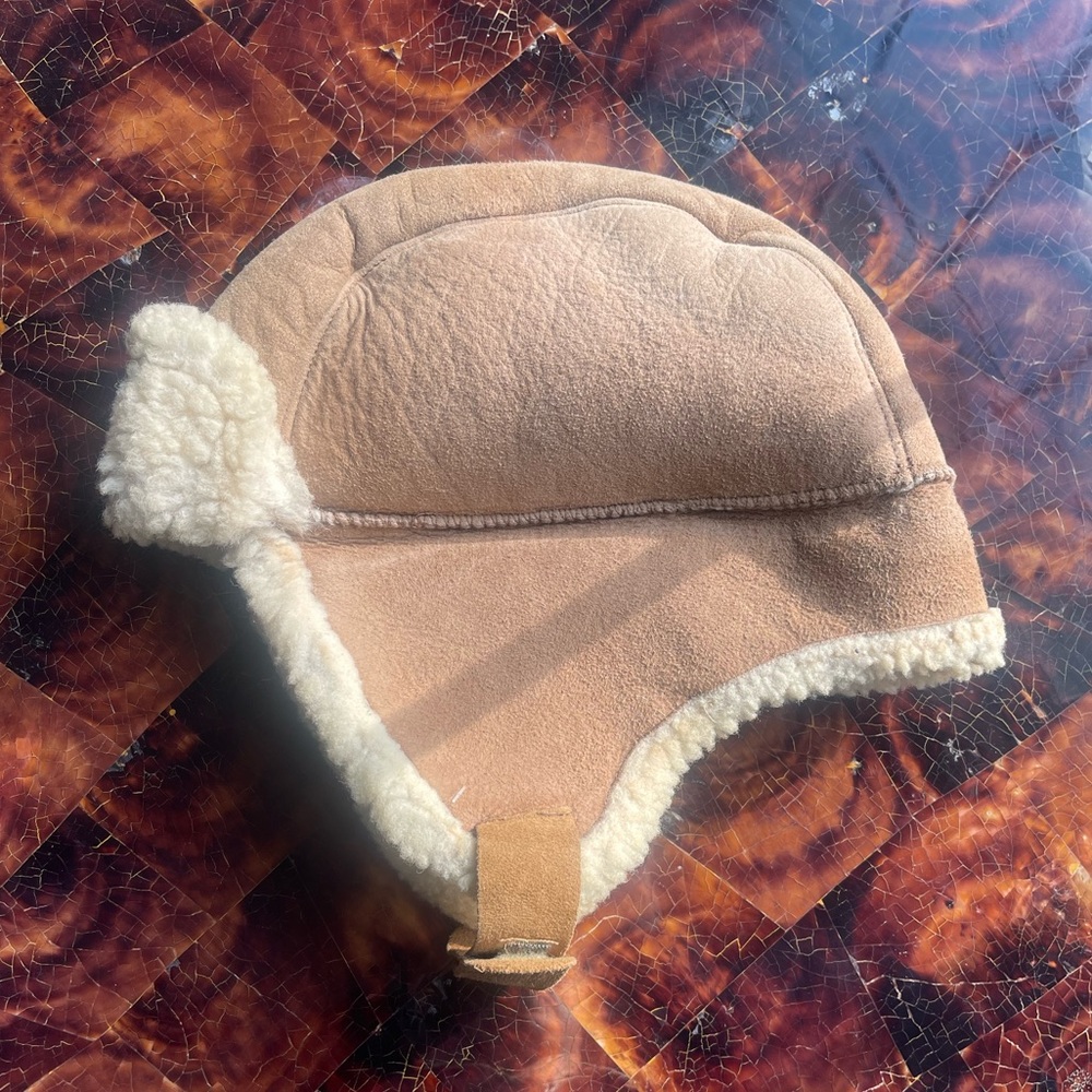 Vintage 1970s Genuine Leather & Shearling Trapper Hat
